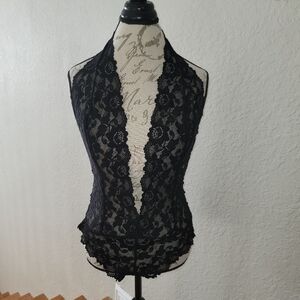 Black Floral Lace Teddy Lingerie